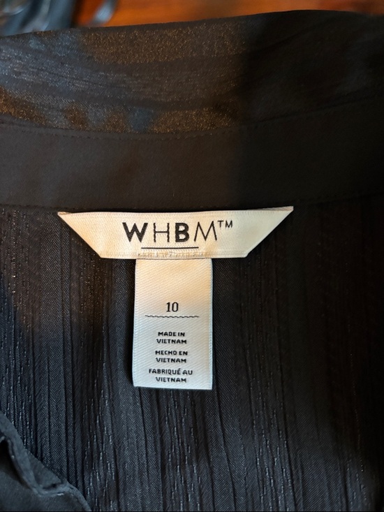 WHBM Sheer Black Striped Button-Up Blouse size 10 - Picture 7 of 9